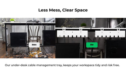 No-Drill Cable Management Tray - RENOVA RISE (2 Pcs) for Tidy Desks